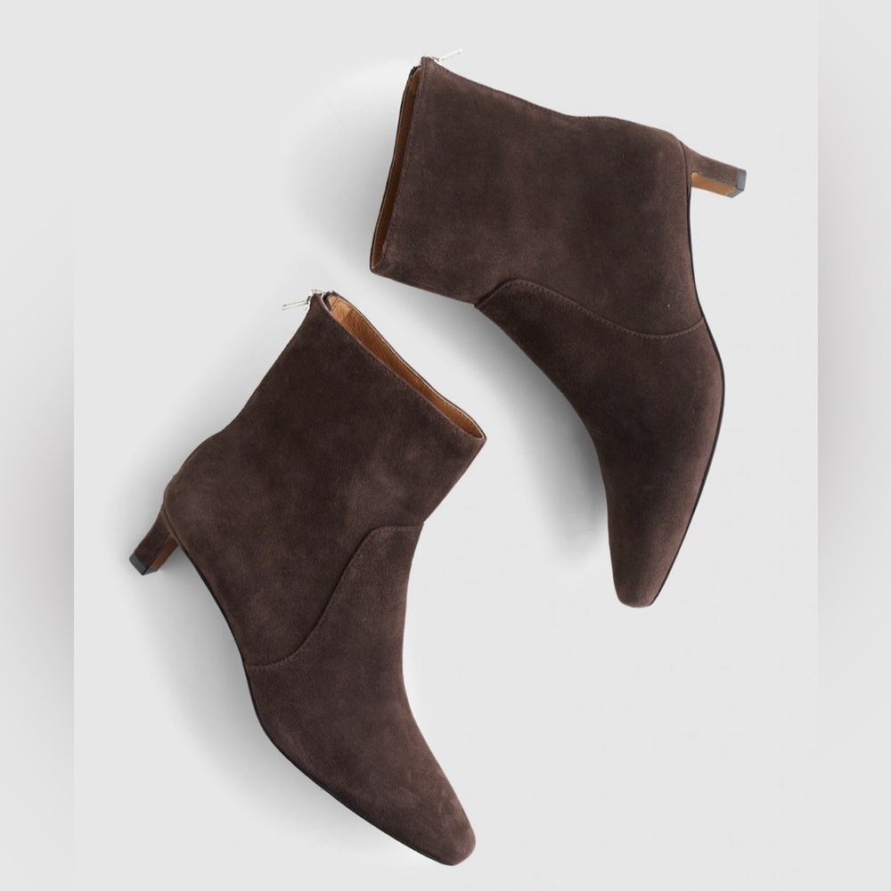 NWOB MADEWELL Women’s The Dimes Kitten-Heel Boot Dark Roast Suede Size 7.5 NR863